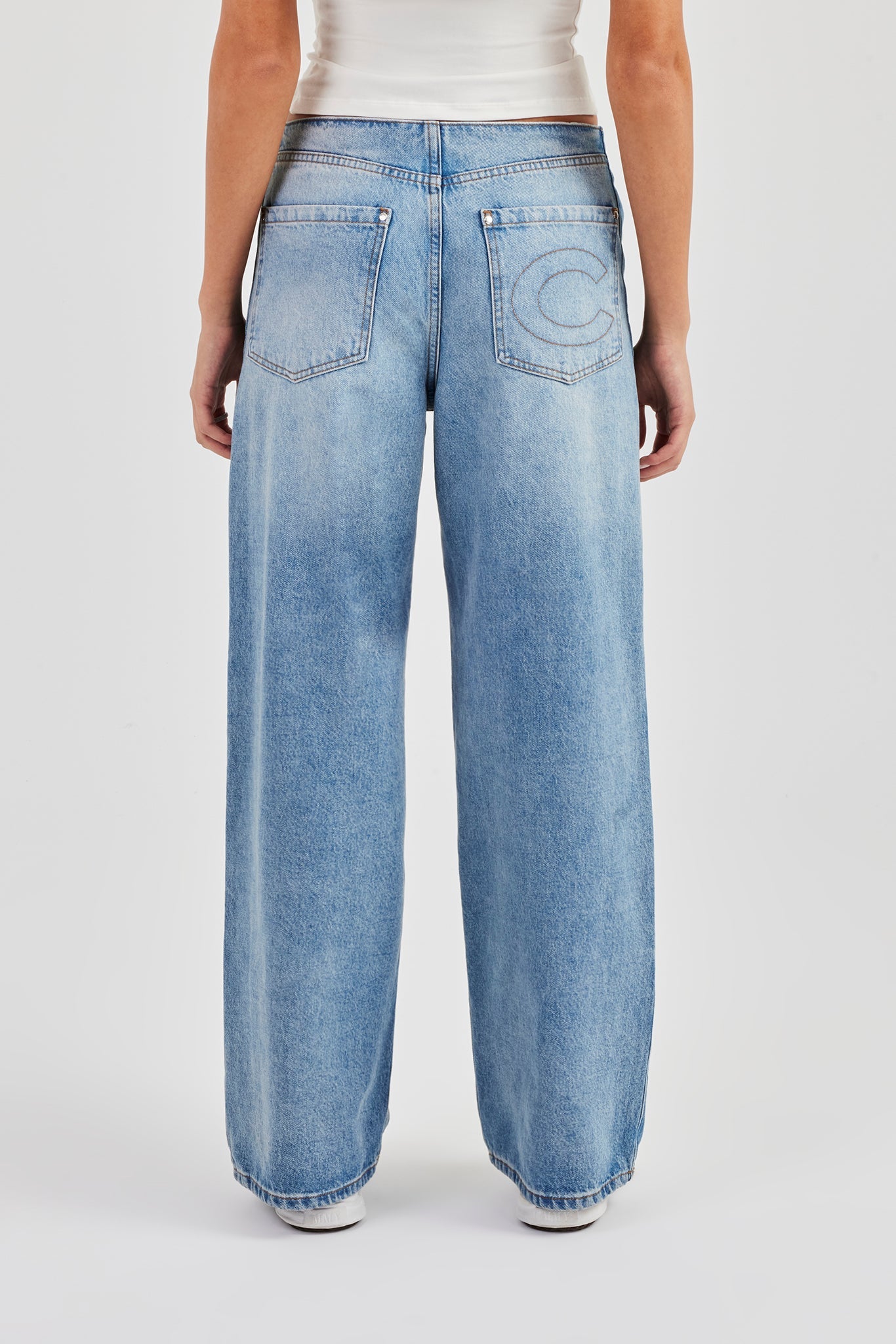 Panelled Baggy Jean - Washed Blue